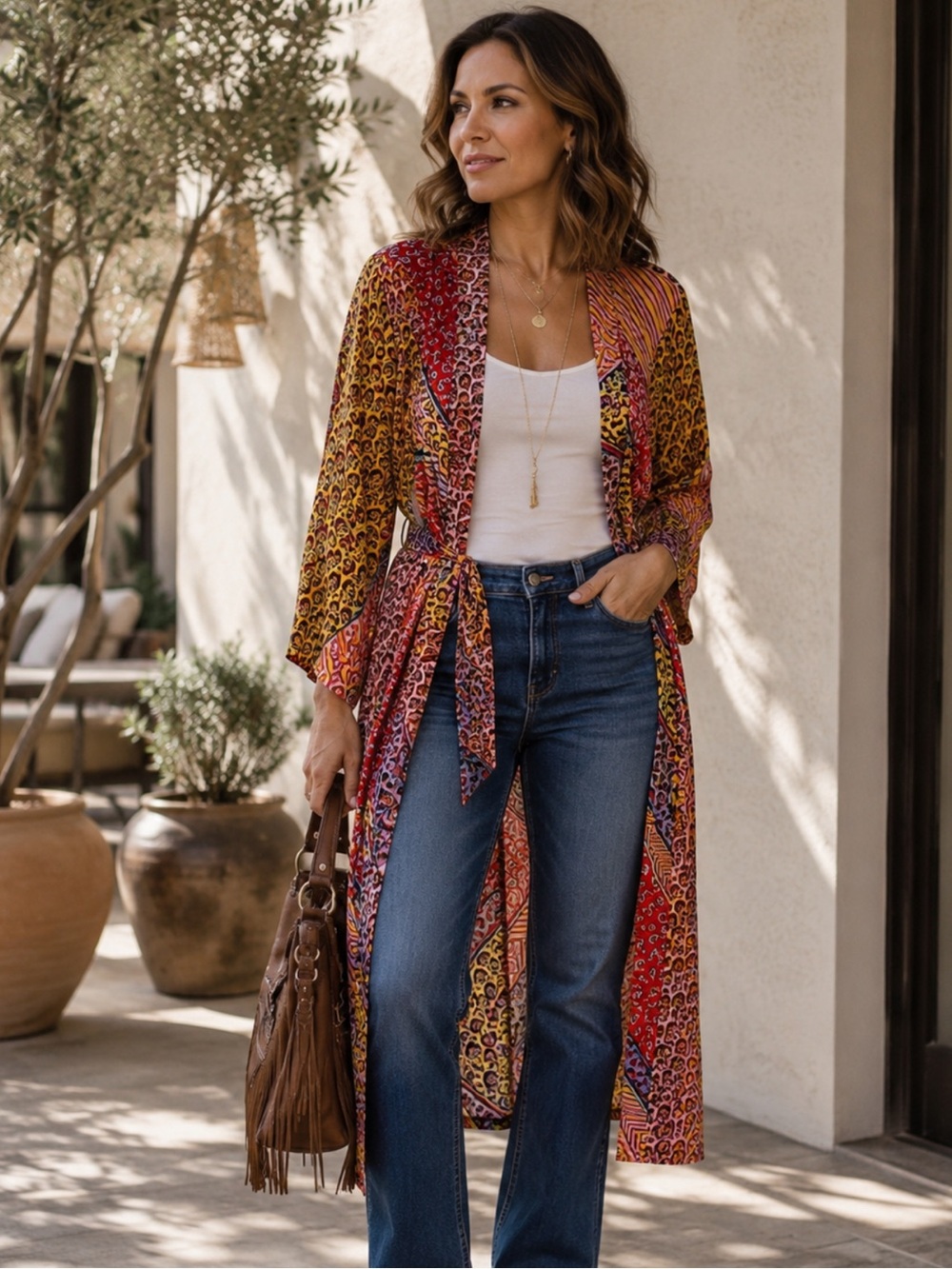 CABI- kimono -Colorful long western style. XS